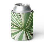 Agave Plant Green and White Striped Can Cooler