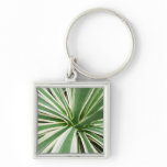 Agave Plant Green and White Striped Keychain