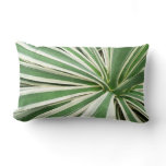 Agave Plant Green and White Striped Lumbar Pillow