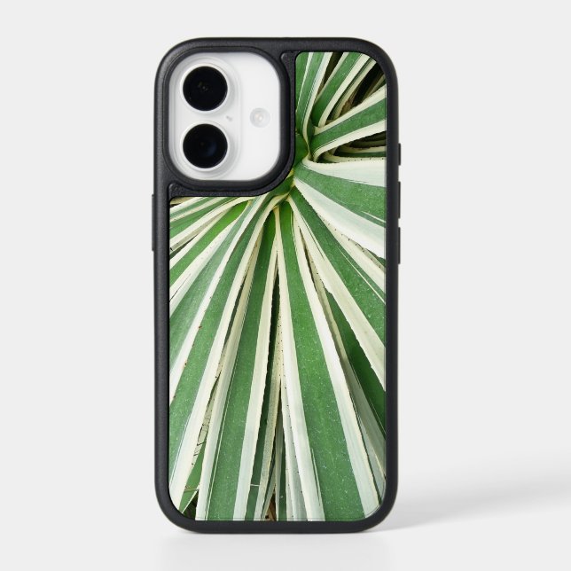 Agave Plant Green and White Striped Otterbox iPhone Case (Back)