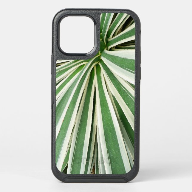 Agave Plant Green and White Striped Otterbox iPhone Case (Back)