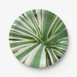 Agave Plant Green and White Striped Paper Plates