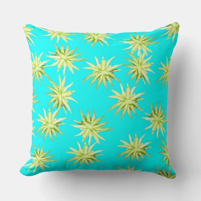 Agave Rosette- Turquoise Throw Pillow (Front)