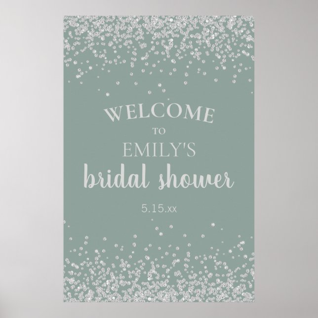 Agave Silver Confetti Bridal Shower Poster (Front)