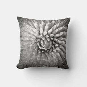 Agave Spikes Southwest Black and White B&W Square Throw Pillow