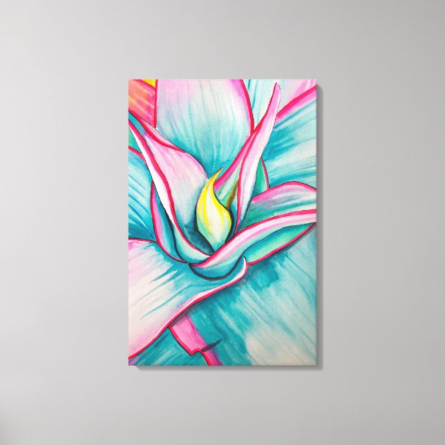 Agave succulent watercolor art  canvas print (Front)