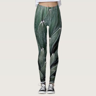Agave Victoroa Plant Photo Leggings, M