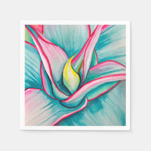 Agave watercolor succulent fine art napkins