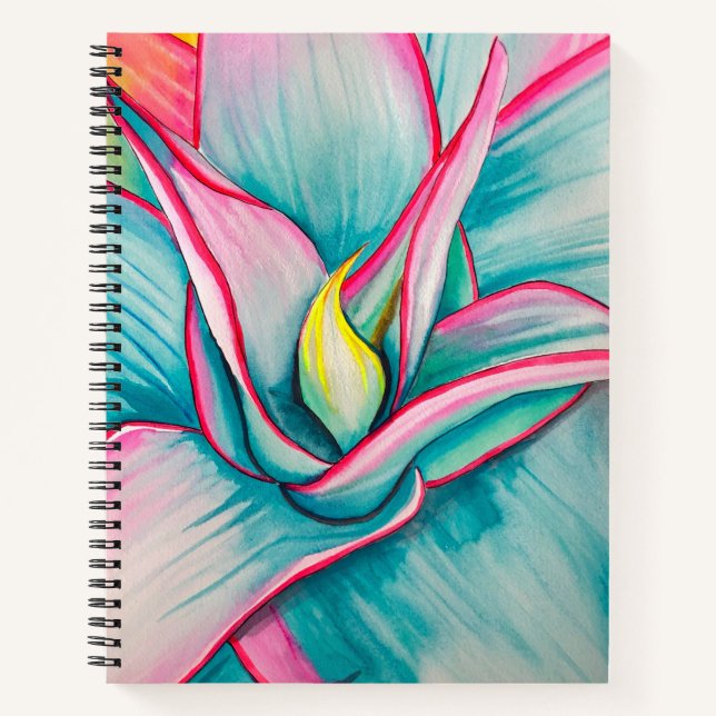 Agave watercolor succulent fine art notebook (Front)