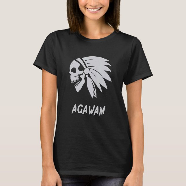 Agawam Native American Indian Born Freedom Evil Sk T-Shirt (Front)