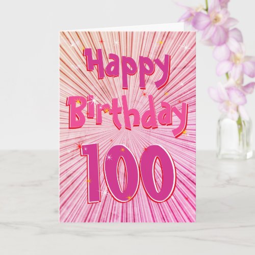 Age 100 Fun 3D Pink Candy 100th Birthday Card