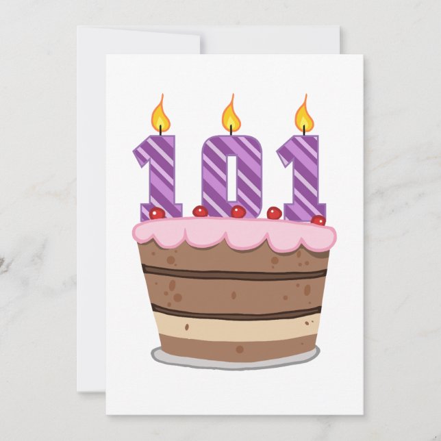 Age 101 on Birthday Cake Card (Front)