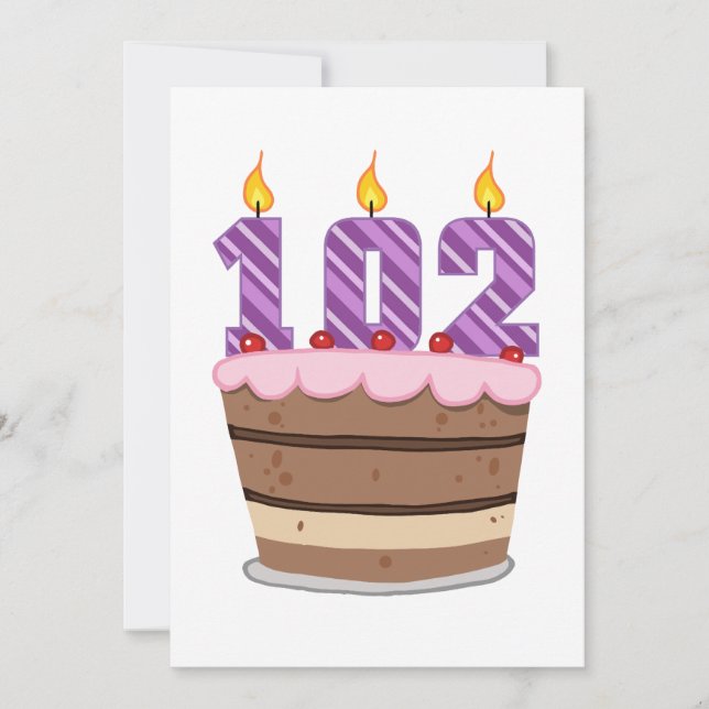 Age 102 on Birthday Cake Card (Front)