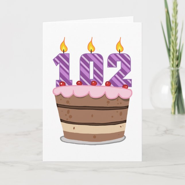 Age 102 on Birthday Cake Card (Front)