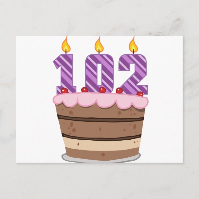 Age 102 on Birthday Cake Postcard (Front)