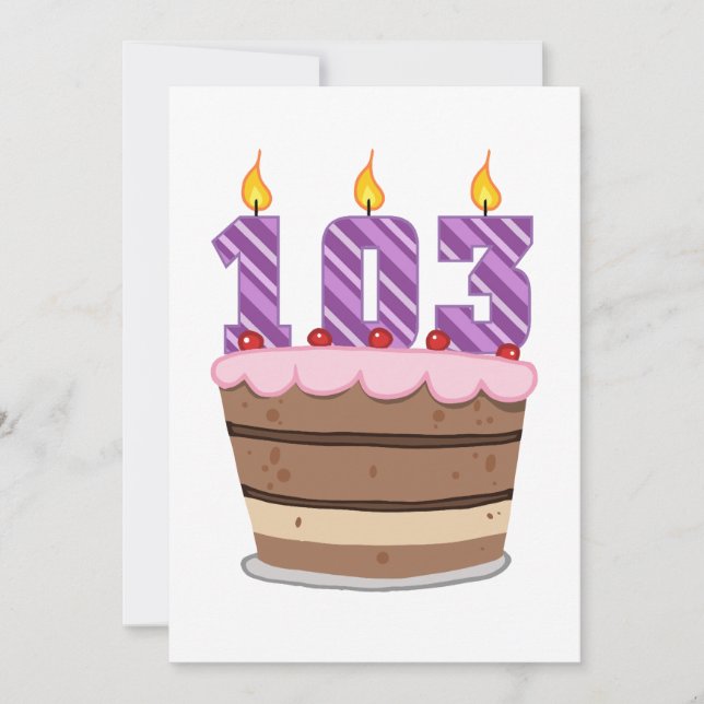 Age 103 on Birthday Cake Card (Front)