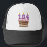 Age 104 on Birthday Cake Trucker Hat<br><div class="desc">Celebrate your 104 birthday with our birthday cake t-shirt and birthday goodies.</div>