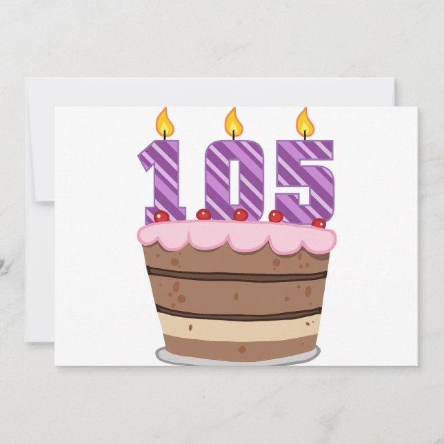 Age 105 on Birthday Cake Card (Front)