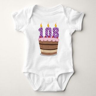 Age 108 on Birthday Cake Baby Bodysuit