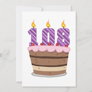 Age 108 on Birthday Cake Card