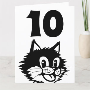 AGE 10 BIRTHDAY CAT CARD
