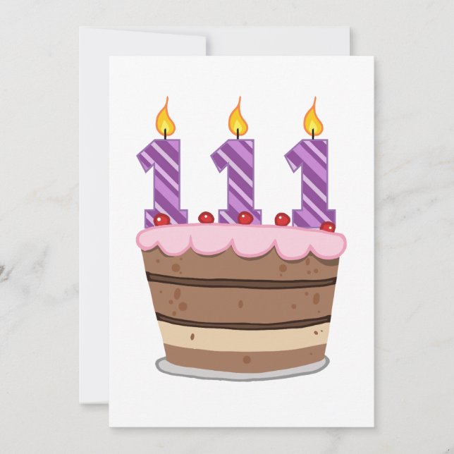 Age 111 on Birthday Cake Card (Front)