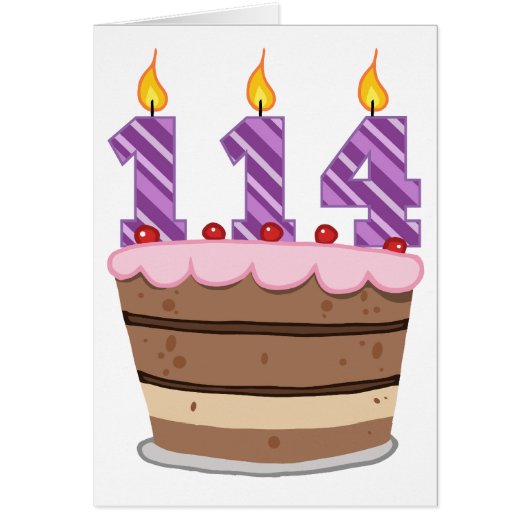 Age 114 on Birthday Cake Cards (Front)