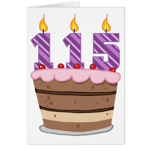 Age 115 on Birthday Cake Cards (Front)