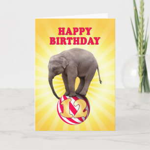 Age 12, a happy elephants birthday card