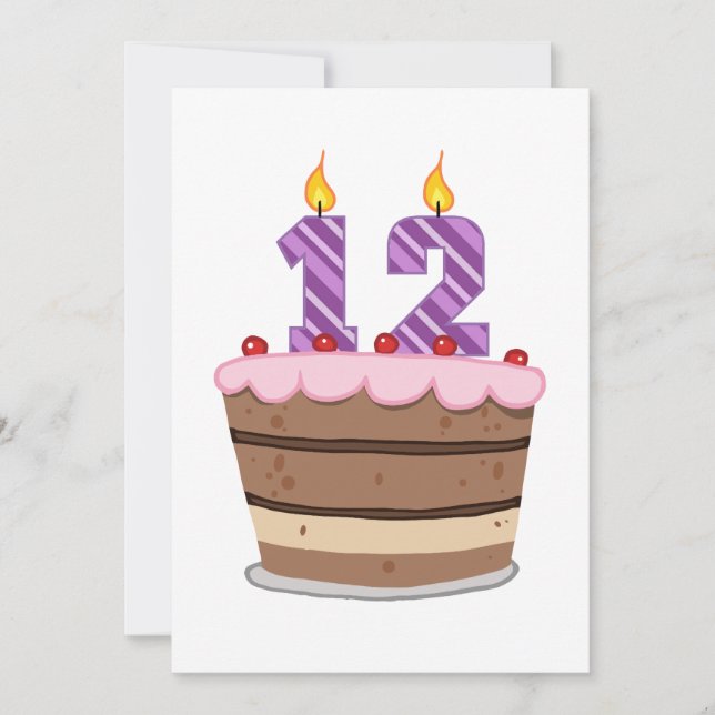 Age 12 on Birthday Cake Card (Front)