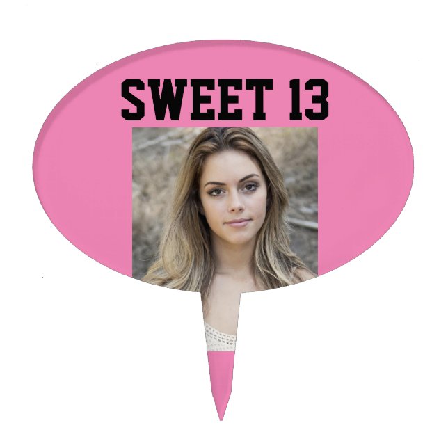 AGE 13 CUSTOM PHOTO BIRTHDAY CAKE TOPPERS (Front)