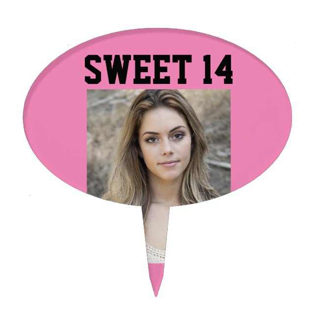 AGE 14 CUSTOM PHOTO BIRTHDAY CAKE TOPPERS (Front)