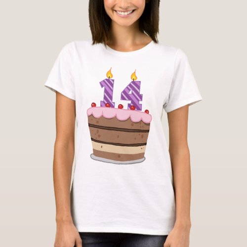 Age 14 on Birthday Cake T_Shirt