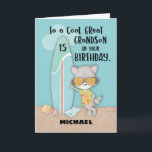 Age 15 Great Grandson Birthday Beach Funny Raccoon Card<br><div class="desc">In just a few days from now,  your dearest great grandson will be celebrating his 15th birthday. Join him as he celebrates. Gift him with this customizable card that enable you to personalize the front with his name. Do it now before ordering.</div>
