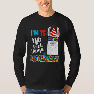 Age 15 Year Old Birth Llama Puzzle April Autism Aw T-Shirt