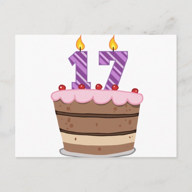 Age 17 on Birthday Cake Postcard (Front)