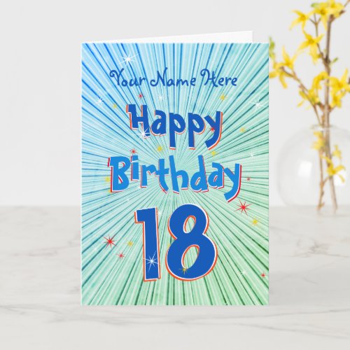 Age 18 Fun 3D Blue Chill editable 18th Birthday Card