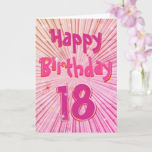 Age 18 Fun 3D Pink Candy 18th Birthday Card