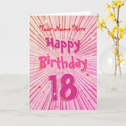 Age 18 Fun 3D Pink Candy editable 18th Birthday Card