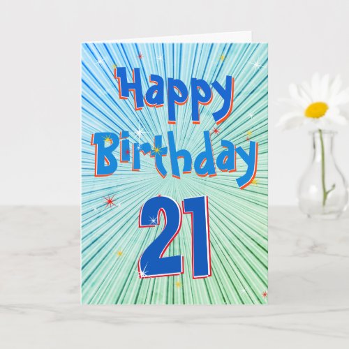 Age 21 Fun 3D Blue Chill 21st Birthday Card