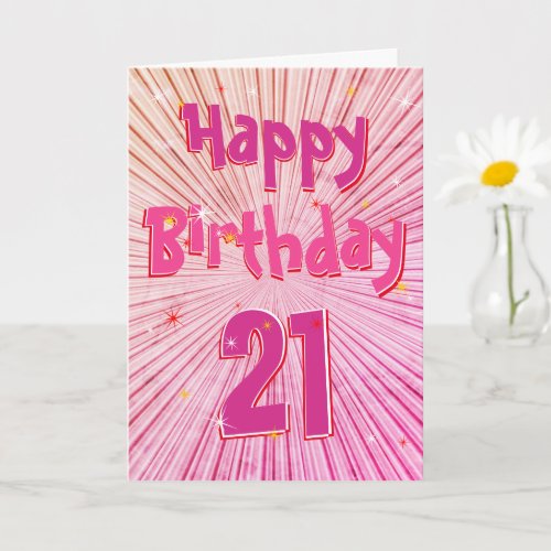 Age 21 Fun 3D Pink Candy 21st Birthday Card