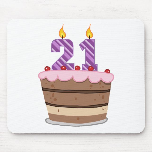 Age 21 on Birthday Cake Mouse Pad (Front)