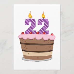 Age 22 on Birthday Cake Card