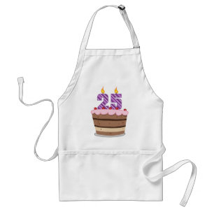 Age 25 on Birthday Cake Adult Apron