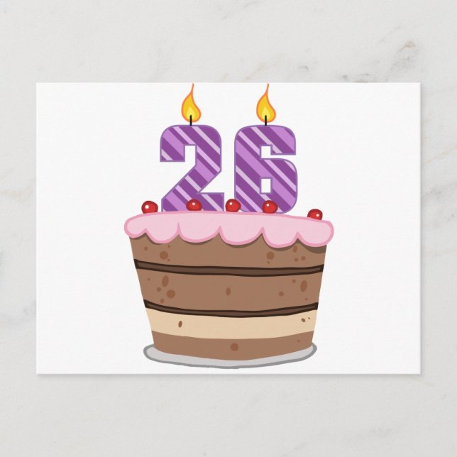 Age 26 on Birthday Cake Postcard (Front)