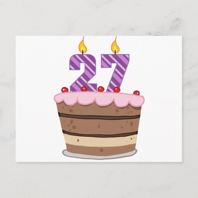 Age 27 on Birthday Cake Postcard (Front)