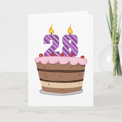 Age 28 on Birthday Cake Card