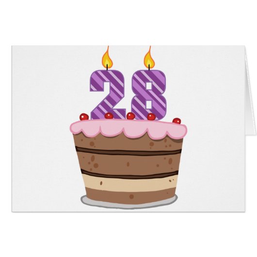 Age 28 on Birthday Cake Cards (Front Horizontal)