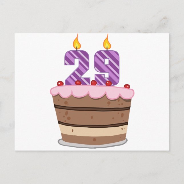 Age 29 on Birthday Cake Postcard (Front)