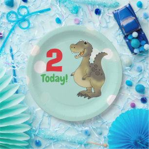 Age 2 Dinosaur Birthday - 2nd Birthday Dino Paper Plates